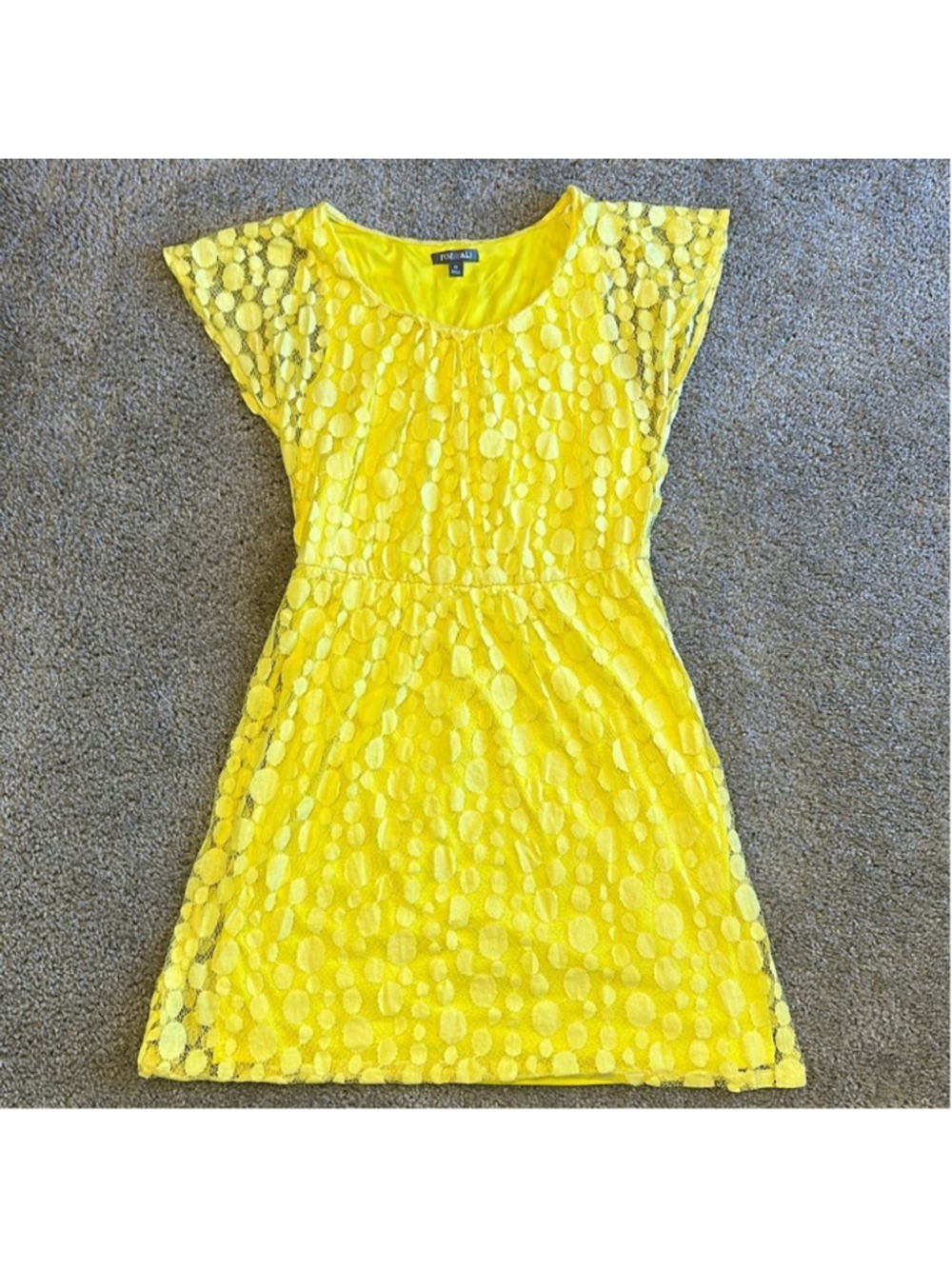 Roz & Ali Yellow Lace Dress Women's Size 10